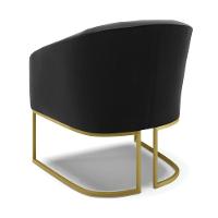 Kit 02 Poltronas Suede Base Industrial Dourada Preto - 5