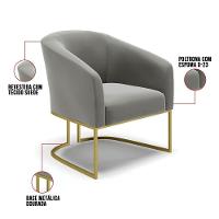 Kit 02 Poltronas Suede Grafite Base Industrial Dourada