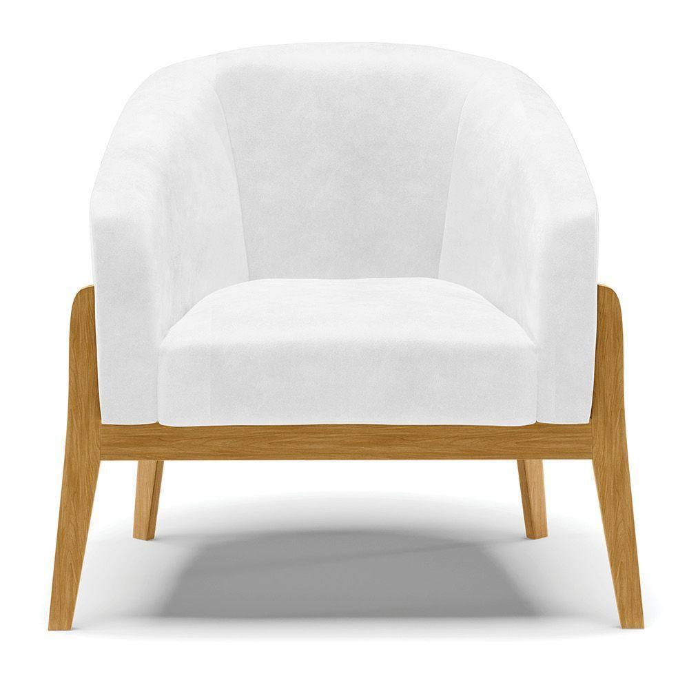 Kit 02 Poltronas Stella Corano Base Madeira Castanho Branco - 11