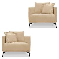 Kit 2 Poltronas Para Sala De Estar Sirius Linho Dourado Metá - 1