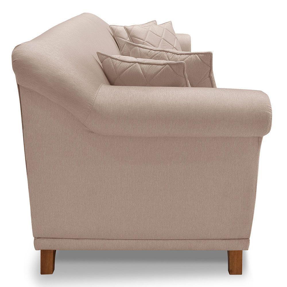 Kit 2 Poltronas E Sofá 2 Lugares 1,60m Pés Castanho Areia - 6