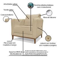 Kit Poltrona E Sofá 2 Lugares 1,70m Pés Castanho Dourado - 7