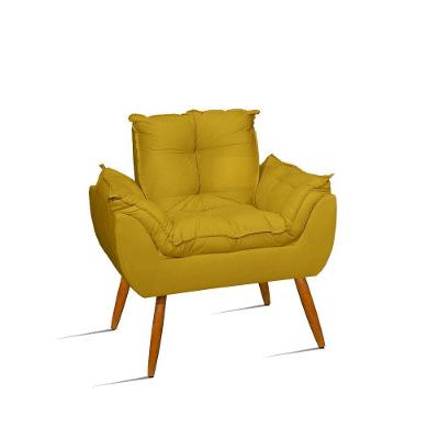 Poltrona Decorativa Poltrona Cadeira Decorativa Luxo Suede Amarelo Balaqui Decor