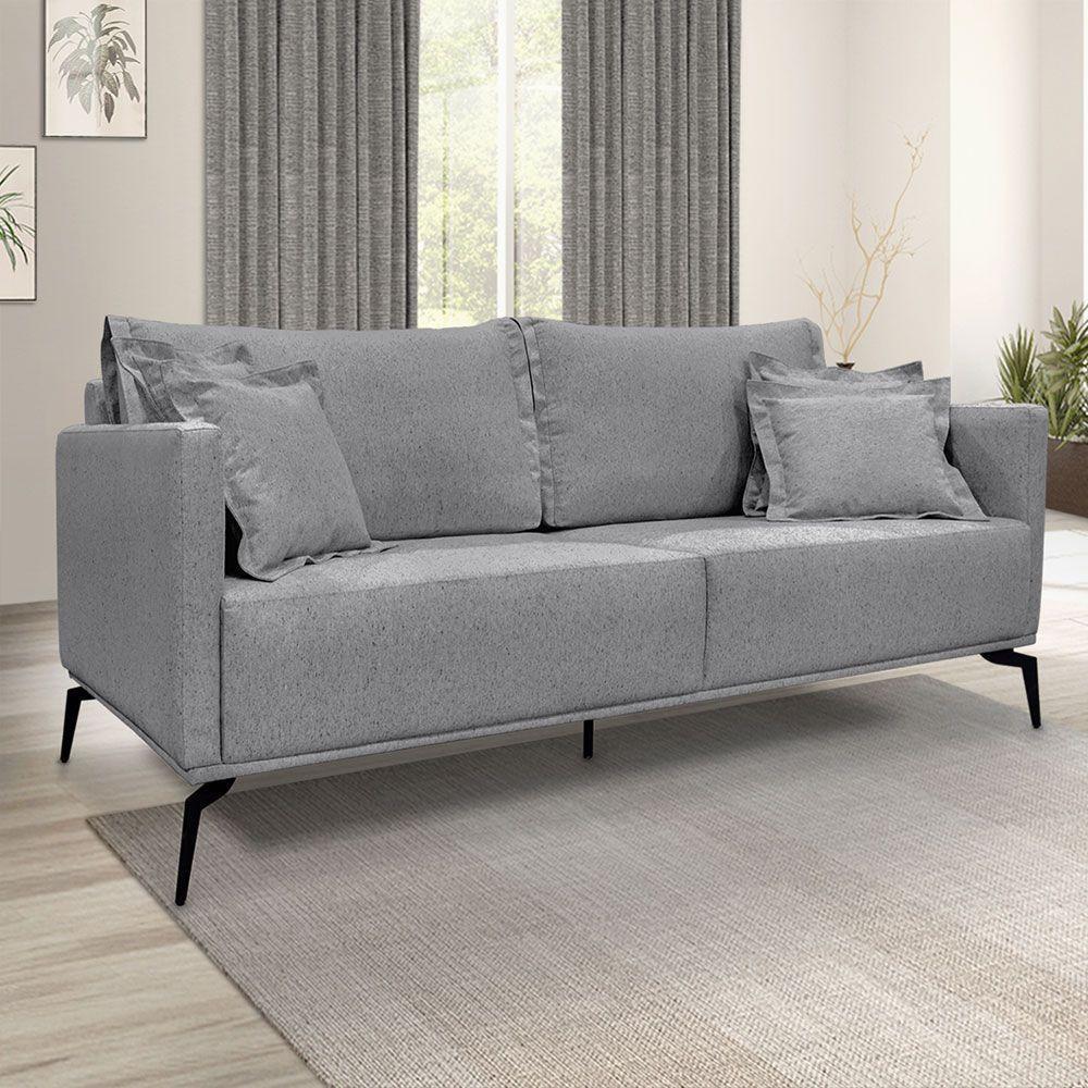 Kit 2 Poltronas E Sofá 2 Lugares 1,60m Pés Metálicos Grafite - 10