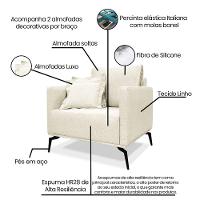 Kit 2 Poltronas E Sofá 2 Lugares 1,60m Pés Metálicos Natural - 6