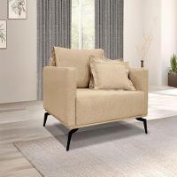 Kit 2 Poltronas E Sofá 2 Lugares 1,60m Pés Metálicos Dourado - 17