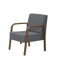 Poltrona 1 Lugar Jade Braço Madeira Suede Grafite - 1