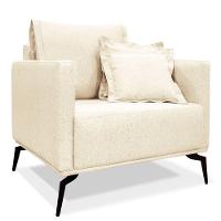 Kit 2 Poltronas E Sofá 2 Lugares 1,80m Bege Pés Metálicos - 13