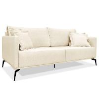 Kit 2 Poltronas E Sofá 2 Lugares 1,80m Bege Pés Metálicos - 15