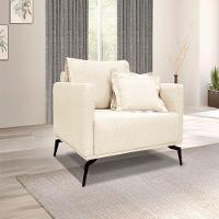 Kit 2 Poltronas E Sofá 2 Lugares 1,80m Bege Pés Metálicos - 17