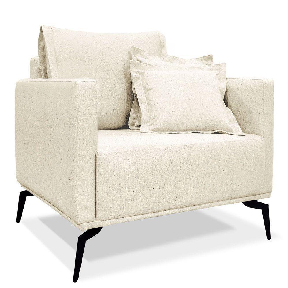 Kit Poltrona E Sofá 2 Lugares 1,60m Pés Metálicos Natural - 8