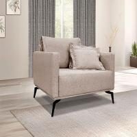 Kit Poltrona E Sofá 2 Lugares 1,80m Areia Pés Metálicos - 9