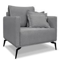 Kit Poltrona E Sofá 2 Lugares 1,60m Pés Metálicos Grafite - 7