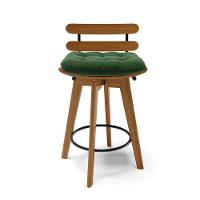 Banqueta Giratória Costela Suede Verde Base Madeira Ma70 - 7