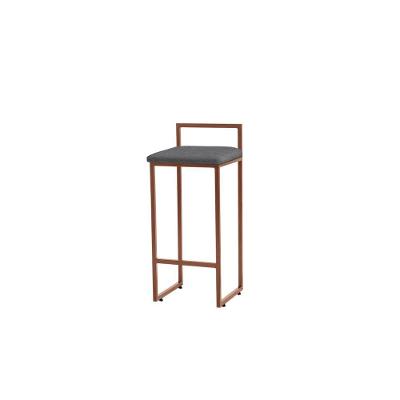 Banqueta Alta Decorativa Pietra Em Suede Com Armação Dourada