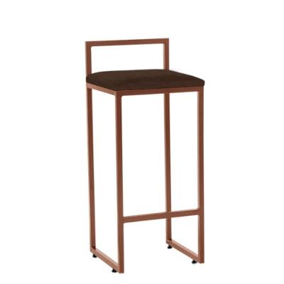 Banqueta Alta Decorativa Estofada Pietra Com Armação Dourada