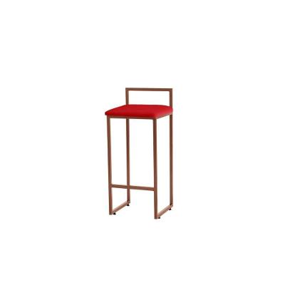 Banqueta Alta Pietra Em Suede Com Armação Dourada