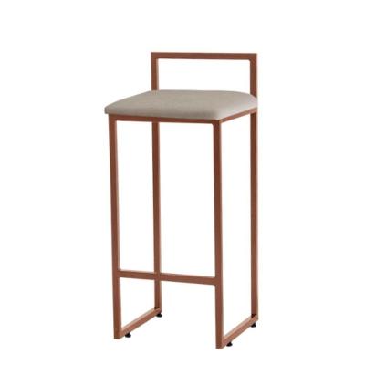 Banqueta Alta Decorativa Pietra Em Linho Com Armação Dourada