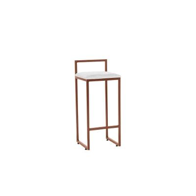 Banqueta Alta Estofada Pietra Com Armação Dourada