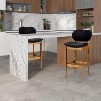 Banqueta Alta Madeira Maciça Soshoku Suede Preto/Imbuia - 3