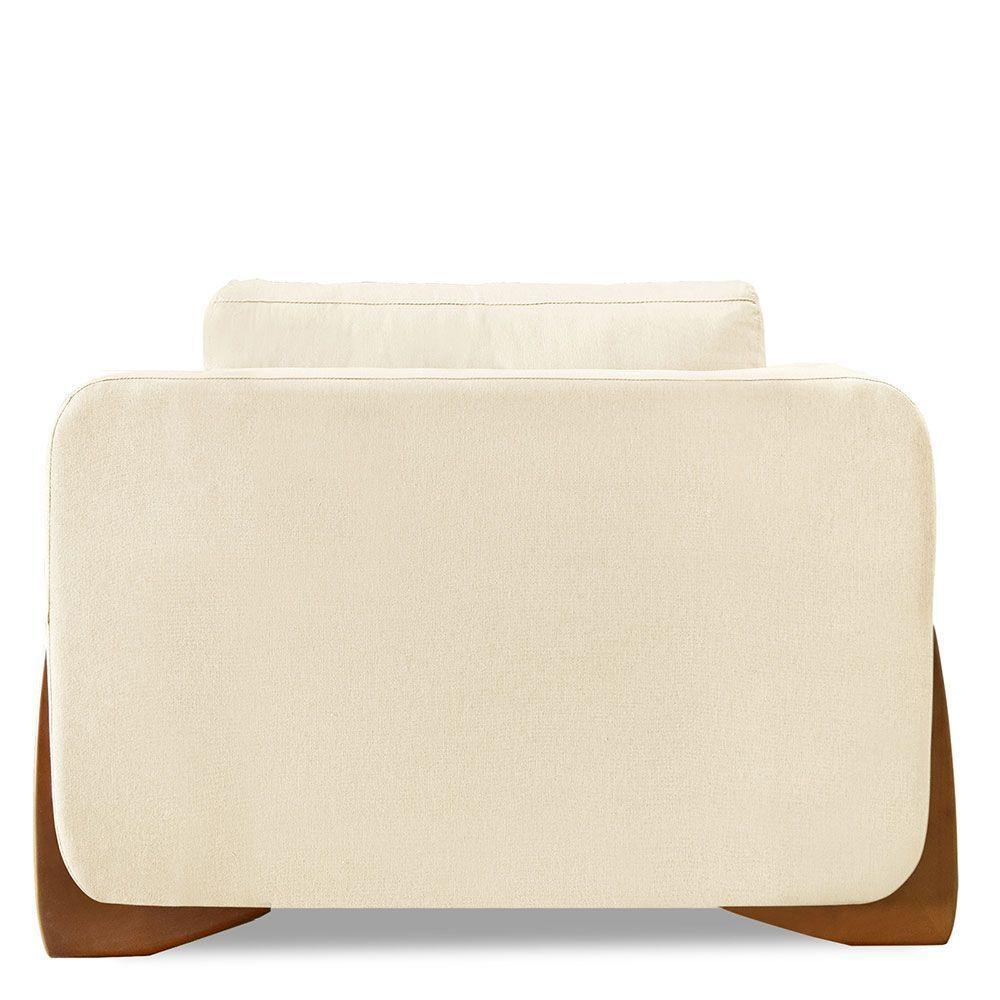 Kit 2 Poltronas Sala De Estar Lottus Linho Pés Castanho Bege - 4