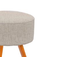 Poltrona Pé Palito + Puff Redondo Linho Cinza - 2