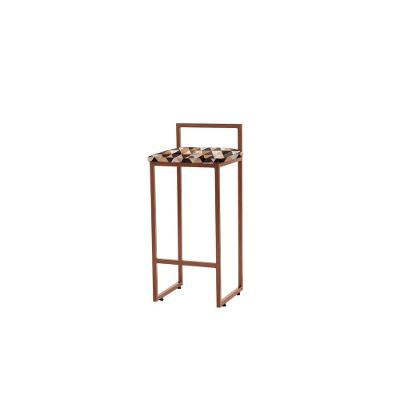 Banqueta Alta Pietra Em Suede Com Armação Dourada