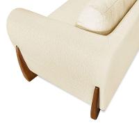 Kit 2 Poltronas Sala De Estar Lottus Linho Bege Pés Castanho - 3