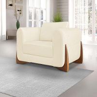 Kit 2 Poltronas E Sofá 2 Lugares Linho Pés Castanho Cor Bege - 20