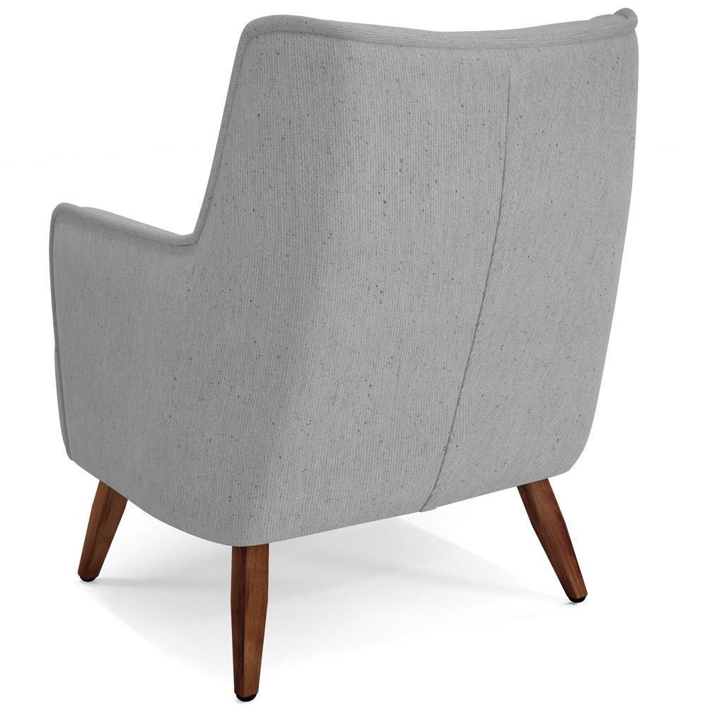 Kit 02 Poltronas Fixa Pés De Madeira Linho Cinza D-315 - 2