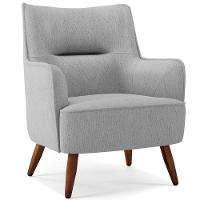 Kit 02 Poltronas Fixa Pés De Madeira Linho Cinza D-315 - 7