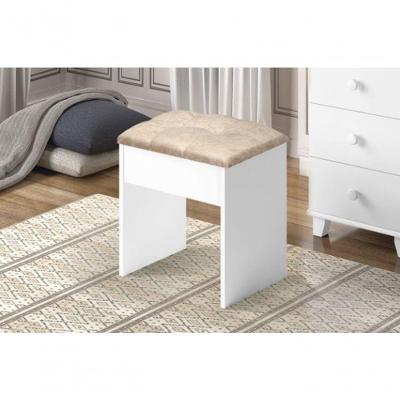 Banqueta Camarim 100% Mdf Em Sued Branco