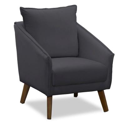 Poltrona Arizona Veludo Grafite Pés Trapézio Castanho