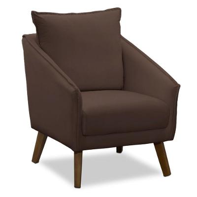 Poltrona Arizona Veludo Marrom Pés Trapézio Castanho