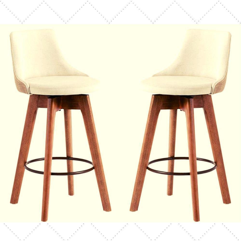 Conjunto 2 Banquetas Copa Gourmet Design-Linho Bege - 3