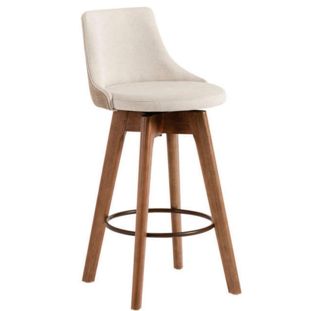 Banqueta Copa Gourmet Design Tecido Linho Bege - 1