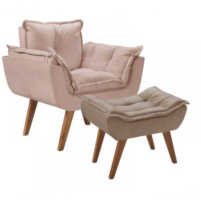 Kit Poltrona Opalla Com Puff Suede Cappuccino D Salla