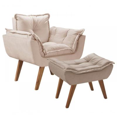 Kit Poltrona Com Puff Opalla Suede Bege D Salla