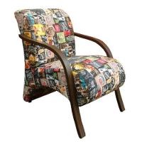 Poltrona Vênus Estampada 1 Lugar Braço Madeira Retro Bar 107 - 1