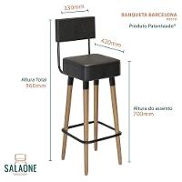 Kit 02 Banquetas Alta 70 Cm Pés De Madeira Preto - 2