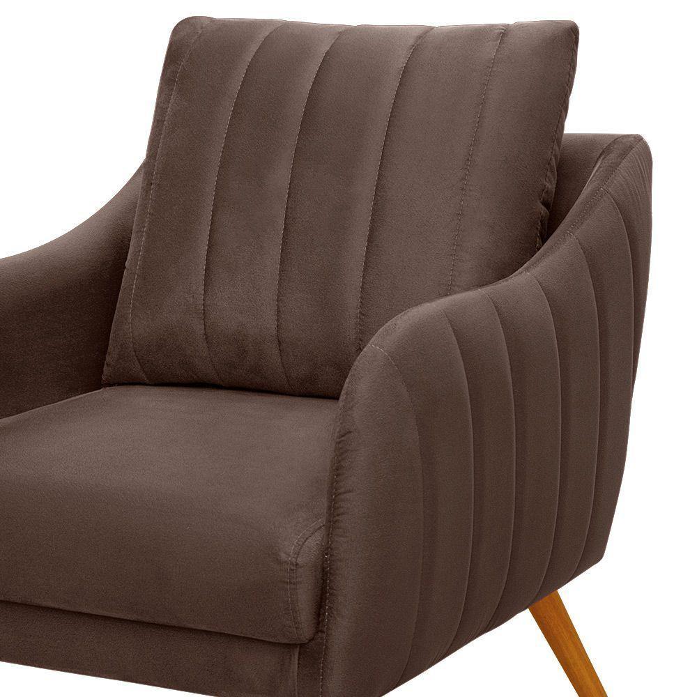 Poltrona Salem Veludo Marrom Pés Palito Castanho - D'rossi - 4