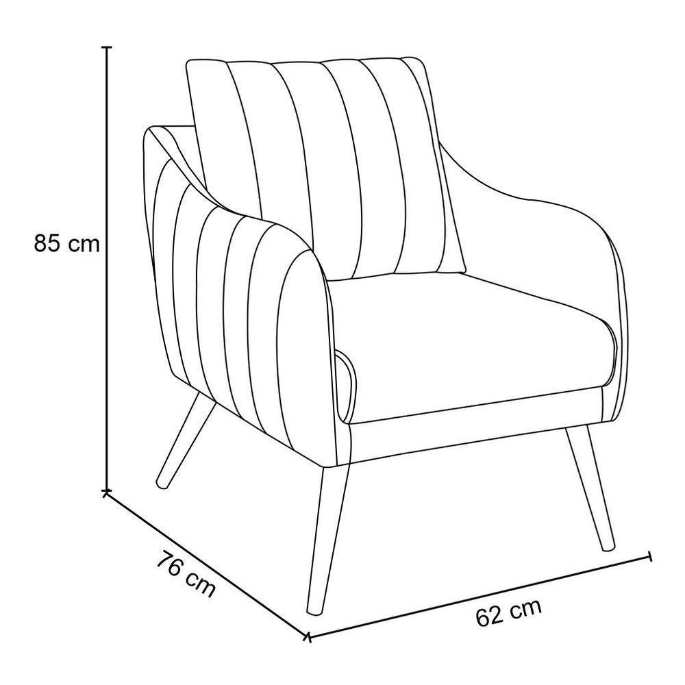 Poltrona Salem Veludo Pés Palito Castanho Cor Verde Militar - 2