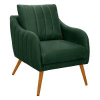 Poltrona Salem Veludo Pés Palito Castanho Cor Verde Militar - 1