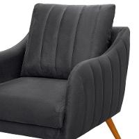 Poltrona Salem Veludo Grafite Pés Palito Castanho - D'rossi