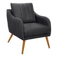 Poltrona Salem Veludo Pés Palito Castanho Cor Grafite - 1