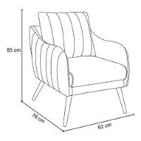Poltrona Salem Veludo Pés Palito Castanho Cor Grafite - 2