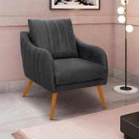 Poltrona Salem Veludo Pés Palito Castanho Cor Grafite - 5