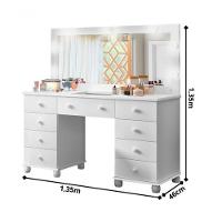 Pentearia E Banqueta Camarim Com Led E 9 Gavetas Branca - 6