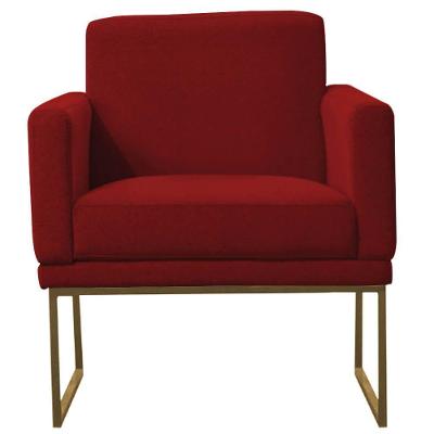 Poltrona Decorativa Juliette Suede Com Armação Dourada Metal