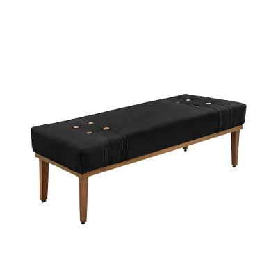Recamier Genova 140 Cm Luxo Suede Com Madeira Maciça Preto